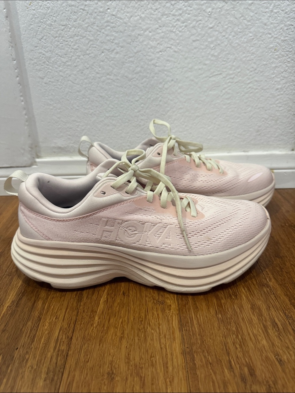 HOKA Women's Light Pink Cushioned Platform Sneakers